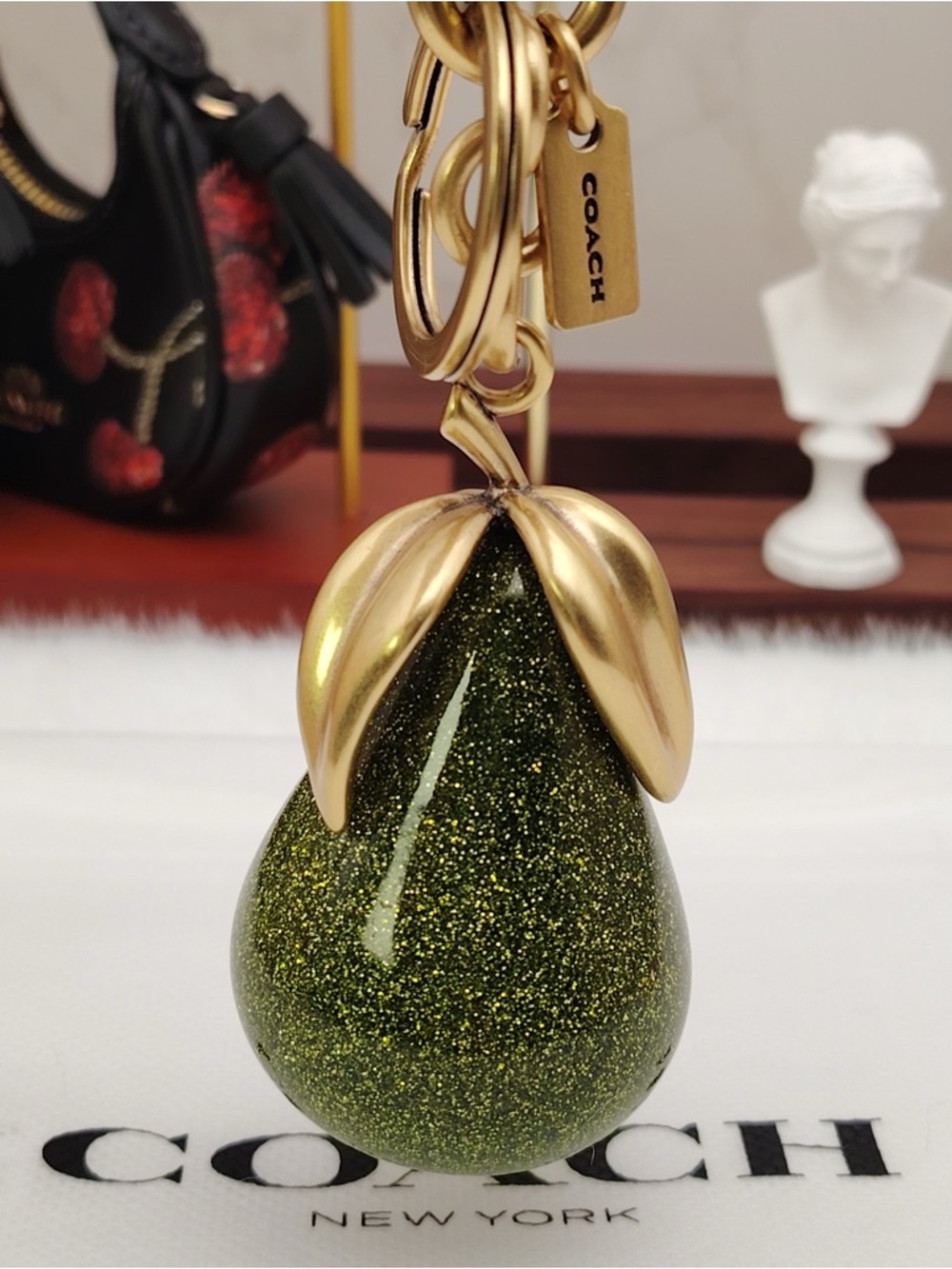 Coach Pear Bag Charm CAX73 Brass/Green - Picture 6 of 6